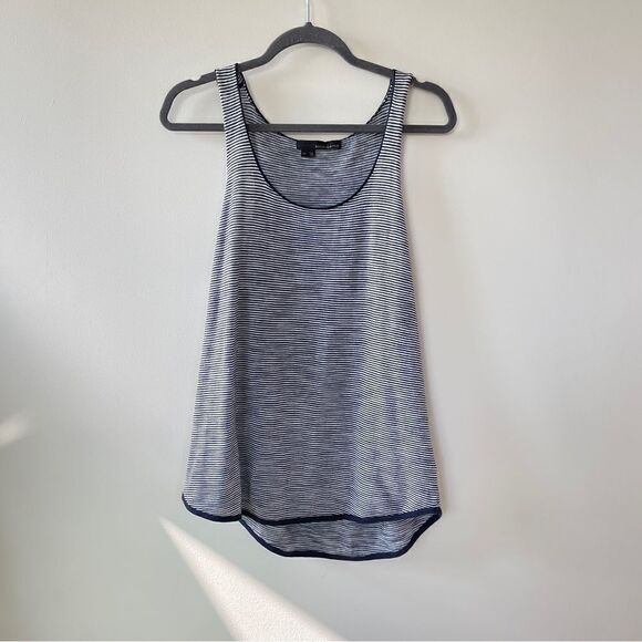 360 Sweater Cotton Racer Back Navy Striped Tank M - Picture 8 of 14